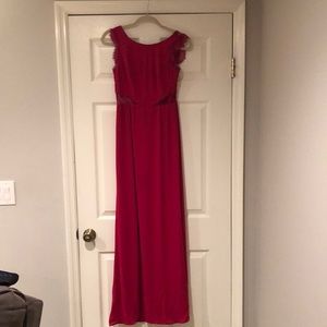 BCBGMAXAZRIA RASPBERRY GOWN WITH LACE DETAIL, SZ 6
